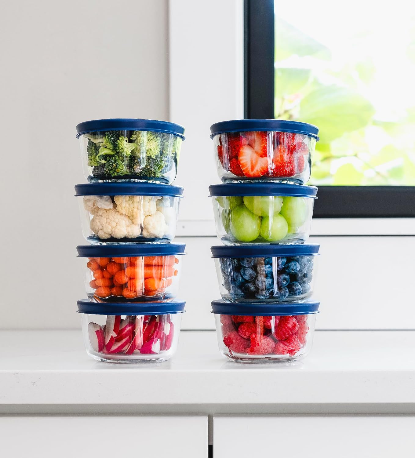 6-Piece Glass Food Storage Containers Set (3 Containers + 3 BPA-Free Lids) | 2-Cup, Leakproof | Microwave, Freezer, Oven & Dishwasher Safe | Ideal for Meal Prep & Pantry Organization, Pistachio