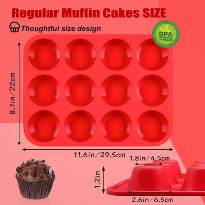 Reusable Non-Stick Silicone Baking Cups, Food Grade BPA Free Cupcake Muffin Liners, Oven & Dishwasher Safe Easy Release, Multicolor Rainbow, 24 Pack, for Muffins Cupcakes