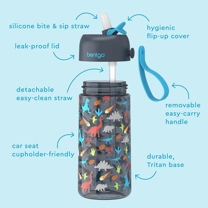Bentgo Kids Water Bottle - Leak-Proof, Durable Tritan PFAS- & BPA-Free 15 fl oz, Kids/Toddlers Ages 3+ for School & Sports; Bite & Sip Spout, Carrying Handle, Dishwasher Safe (Unicorn)