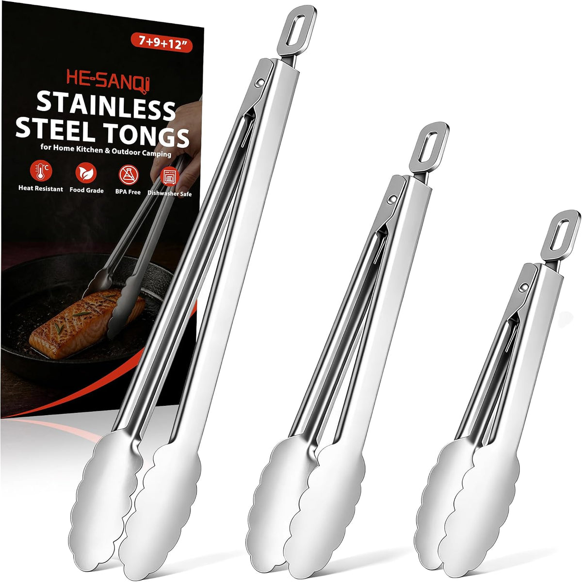 Grill Tongs 17 Inch Extra Long Stainless Steel BBQ Tongs for Cooking