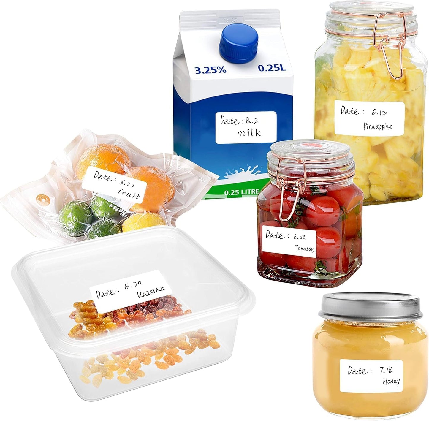 400pcs Removable Freezer Labels, 1.2 x 0.6 Inch (30×15mm) Blank Food Storage Stickers, Water Oil and Tear Resistant, No Residue Lables for Jars Bottle, Kitchen, Meal Prep