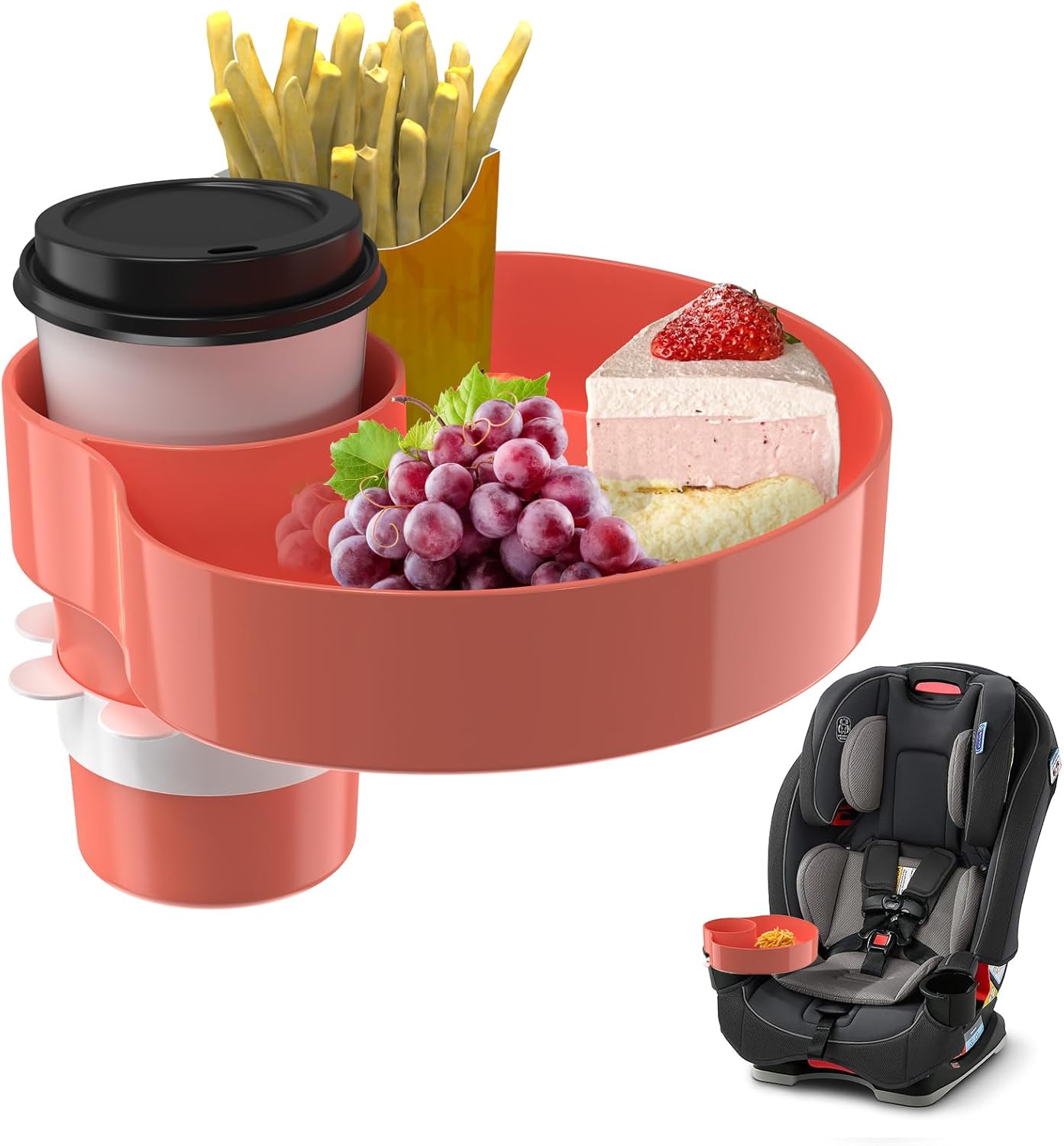[2 Packs Blue & Pink] Kids Car Seat Tray, Travel Tray with Cup Holder for Toddler Baby, Kids Car Seat Food Snack Organizer for Road Trip, Stroller snack Organizer Travel Must Haves Toddler Must Haves