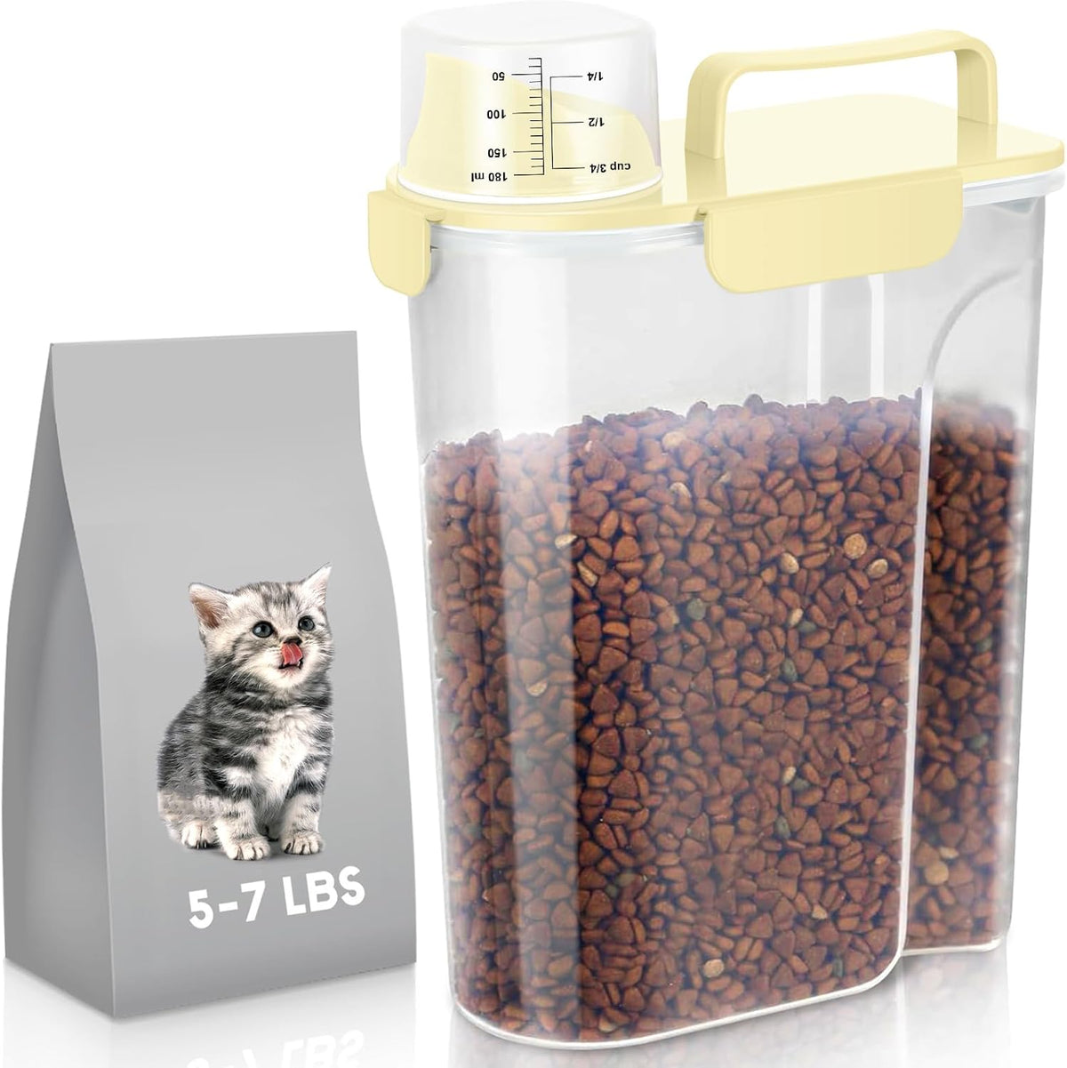 LEAWALK 5Lbs Airtight Cat Dog Food Storage Container with Upgraded Large Nozzle BPA-Free, Pet Food Storage Containers for Rice, Grain, Pet Food, Flour, Dog Treat Storage (Dark Gray, 5L-1pack)