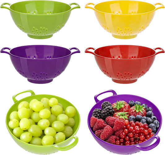 4 Pack Small Colander Bowls, Berry Fruit Washing Mini Strainer
