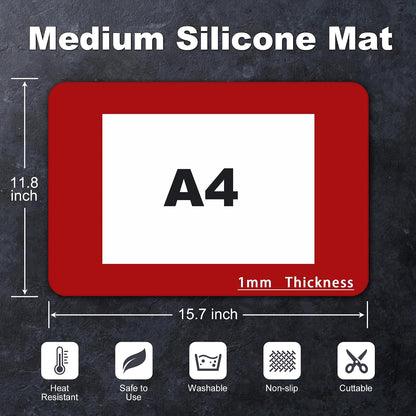 Silicone Mat for Kitchen Counter, Silicone Mat Trimable to Size (Black, 15.7×11.8inch-2pcs), BPA-Free Silicone Placemat, Heat-Resistant NonSlip Table Mat for Air Fryer, Countertop Protector Mat