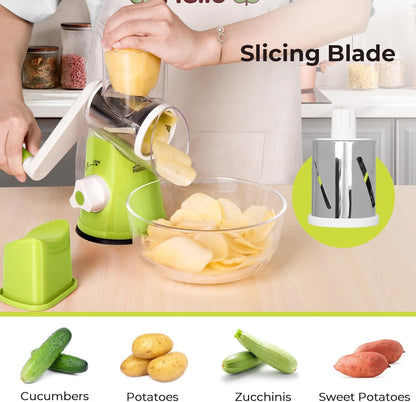 X Home Rotary Cheese Grater, Blue, for Kitchen