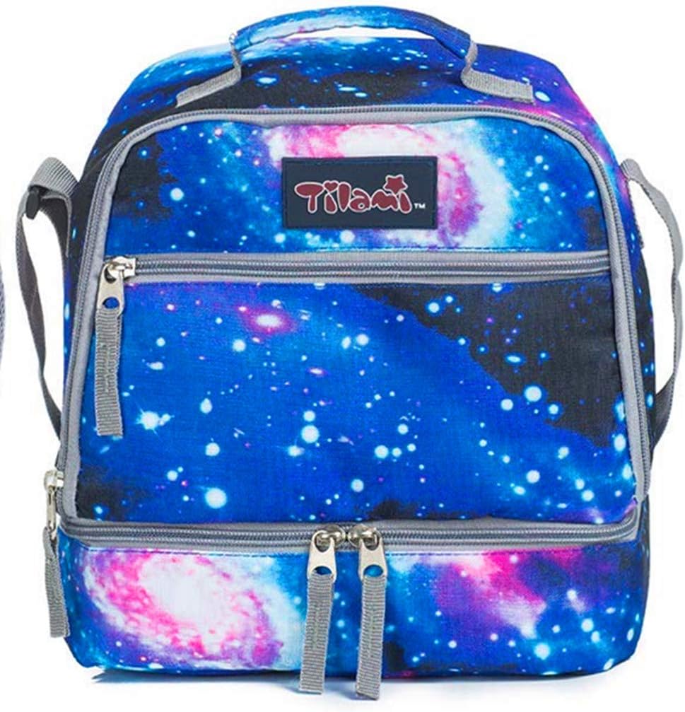 Tilami Lunch Bags Insulated Adjustable Strap Zipper, Two Compartments Cooler Bags, Bento Bags for Kids Toddlers (Blue)
