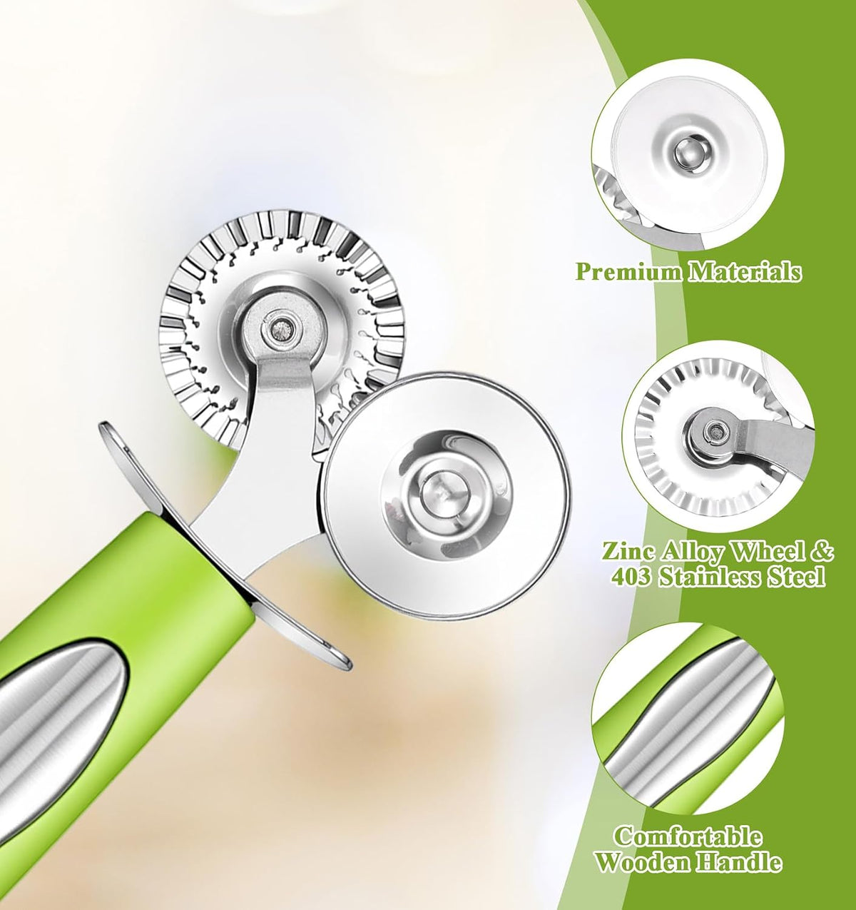 Fluted Pastry Wheel, Pastry Wheel Cutter, Dual-Wheel Fluted,