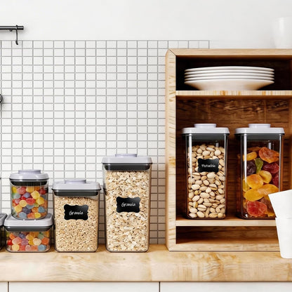 Pop Airtight Food Storage Containers with Lids, Push Button Seal BPA-Free for Kitchen Pantry Organization, 3 Pcs 0.65Qt/0.7Qt/1.8Qt for Cereal, Flour, Sugar, Snacks Dry Food Storage