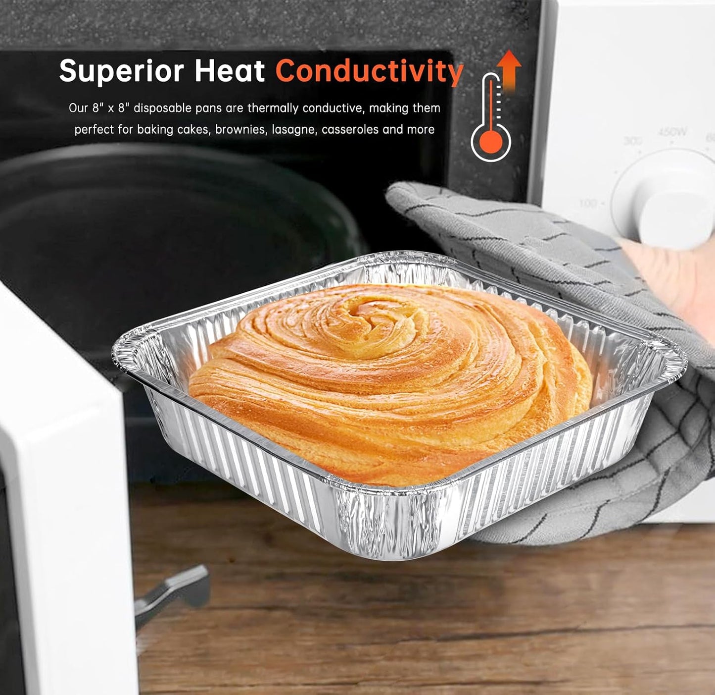 8x8 Aluminum Pans - 20 Pack Disposable Foil Pans, Heavy Duty Square Aluminum Baking & Roasting Trays for Meal Prep, Food Storage, Heating & Party Serving