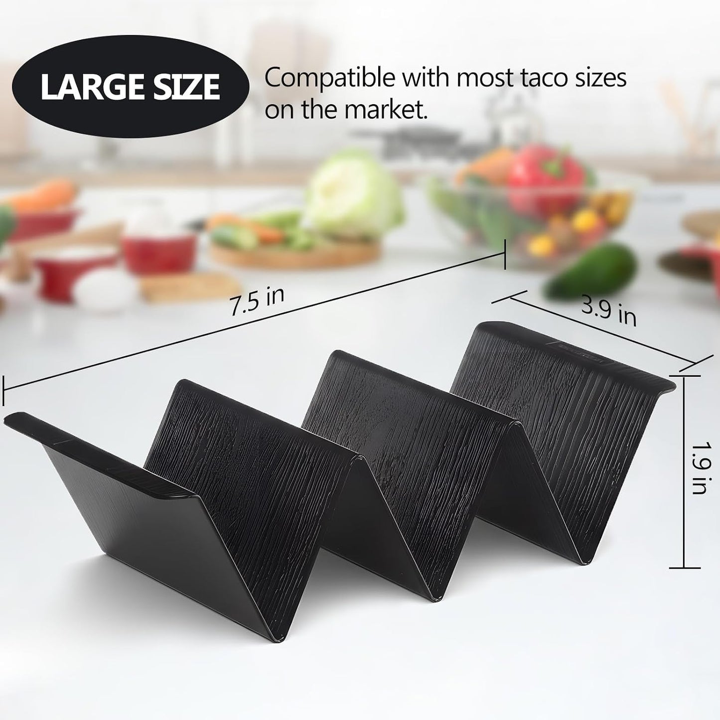 FoldTier Mexican Taco Holder Stands with Salsa Bowls Set of 24 Food Grade Plastic Dishwasher Safe Upright Trays Dipping Bowls For taco Night, Cinco De Mayo, Family Gatherings, Party(Black)