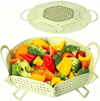 Large Collapsible Silicone Steamer Basket, Expandable for Pot,Non Slip Feet