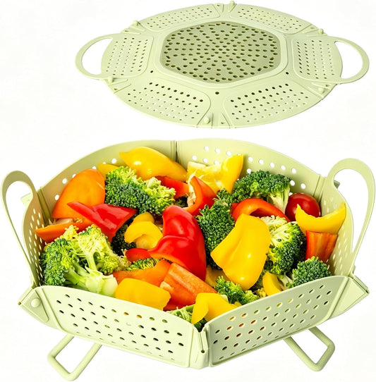 Large Collapsible Silicone Steamer Basket, Expandable for Pot,Non Slip Feet