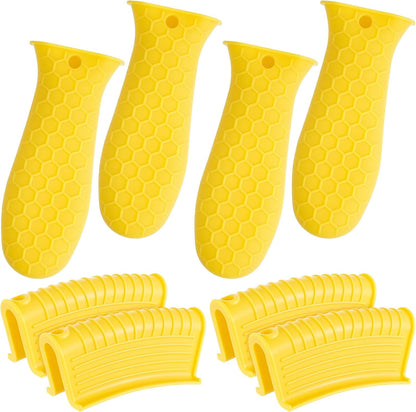 Patelai 8Pcs Silicone Cast Iron Handle Cover,Black