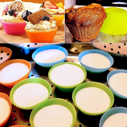 Extra Large Silicone Cupcake Muffin Cups 12 Pack, 3.54 Inch Muffin Liners, Reusable Jumbo Silicone Baking Cups Easy to Clean, Great for Cupcake, Mousse(Multicolor)