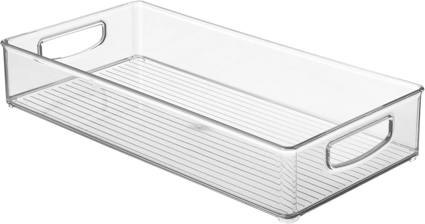 iDesign Slim Extra Long Clear Storage Bin, Narrow Stackable Organizer for Kitchen or Pantry