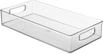 iDesign Slim Extra Long Clear Storage Bin, Narrow Stackable Organizer for Kitchen or Pantry