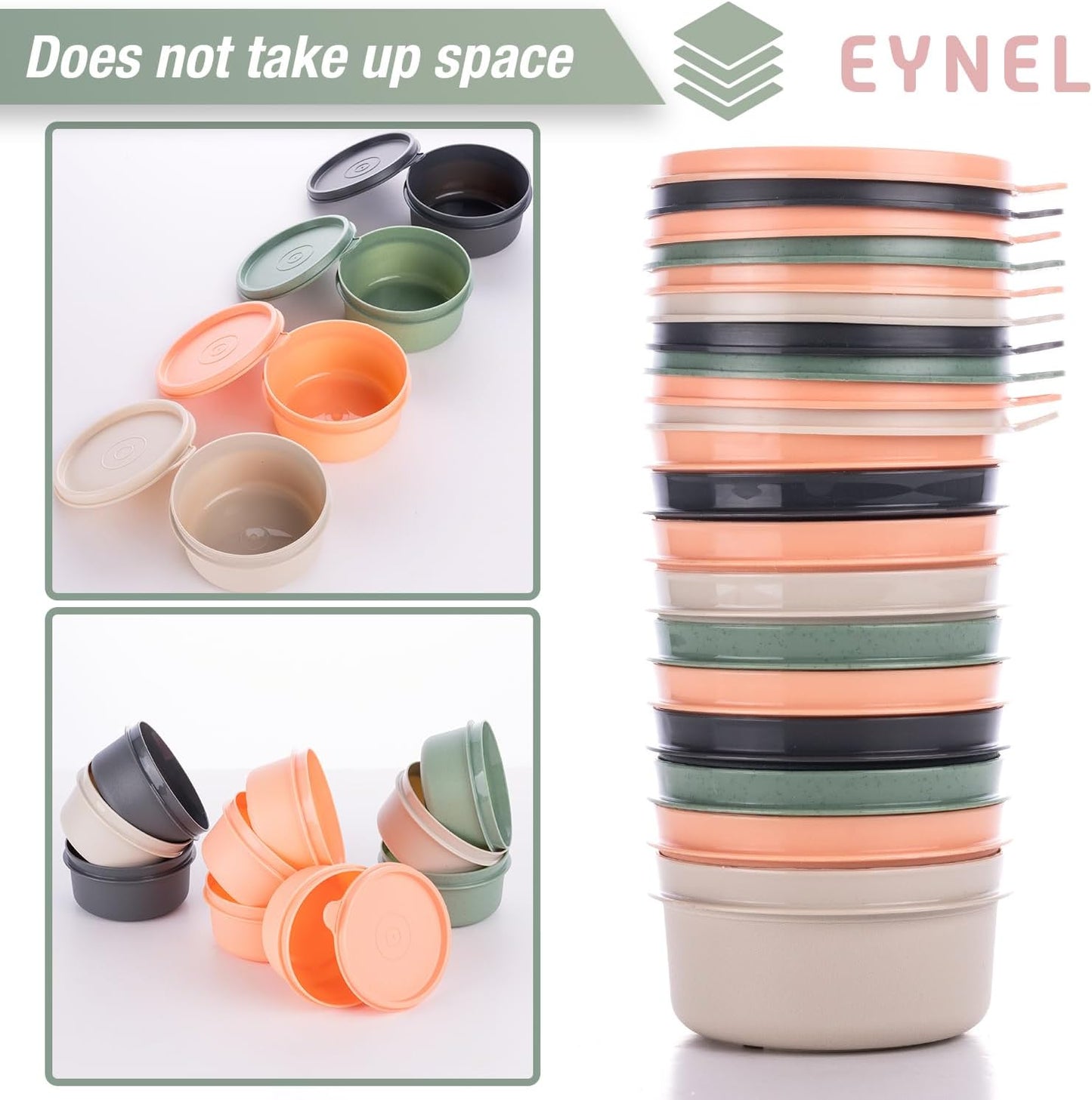 9 oz Small Round Food Storage Containers with Lids Set of 10, Airtight Leakproof Reusable, Plastic To Go Bento Box, Mini Lunch Box, Snack Storage Bowl, for Kitchen, Picnic (10)
