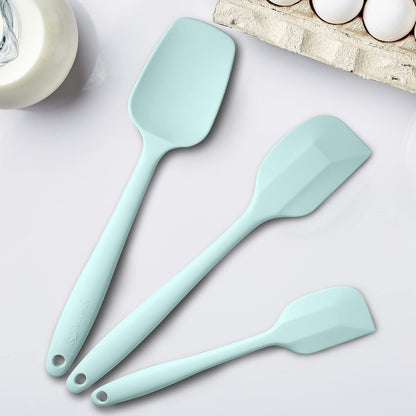 Silicone Spatula 3-piece Set, Ergonomic Handle High Heat-Resistant Spatulas, Non-stick Rubber Spatulas with Stainless Steel Core, Black