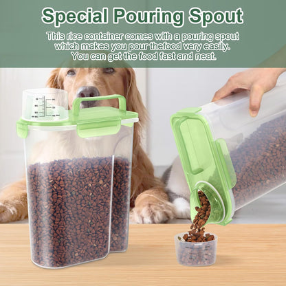 LEAWALK 5Lbs Airtight Cat Dog Food Storage Container with Upgraded Large Nozzle BPA-Free, Pet Food Storage Containers for Rice, Grain, Pet Food, Flour, Dog Treat Storage (Dark Gray, 5L-1pack)