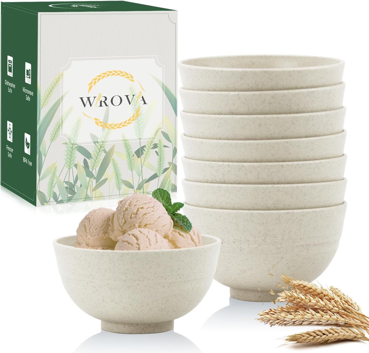 Wheat Straw Bowl Sets,8 PCS Unbreakable Cereal Bowl 26 OZ,Microwave and Dishwasher Safe Bowls,Bowl Sets for Camping and Picnic BPA Free Colorful Salad Bowls for Serving Soup,Oatmeal and Fruit Etc…