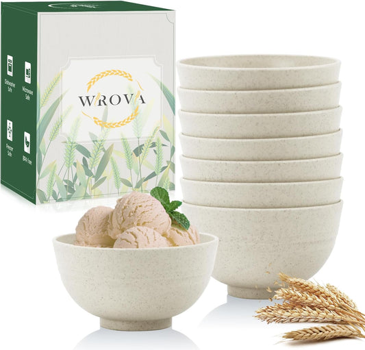Wheat Straw Bowl Sets,8 PCS Unbreakable Cereal Bowl 26 OZ,Microwave and Dishwasher Safe Bowls,Bowl Sets for Camping and Picnic BPA Free Colorful Salad Bowls for Serving Soup,Oatmeal and Fruit Etc…