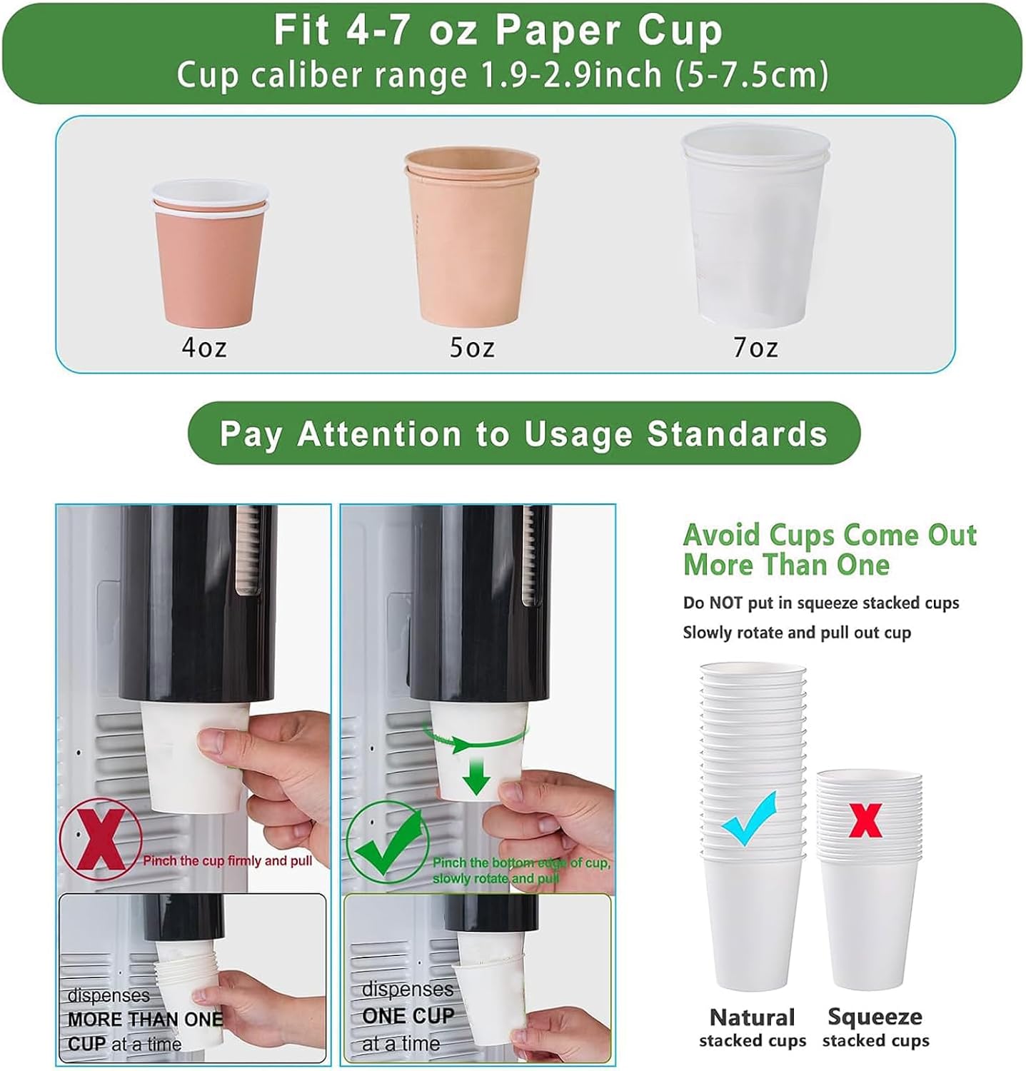 Cup Dispenser, Pull Type Water Cooler Cup Holder Fit 4oz-7oz Disposable Cups, Upgraded Wall Mounted Mouthwash Cup Dispenser for Bathroom Office Gym School -Black