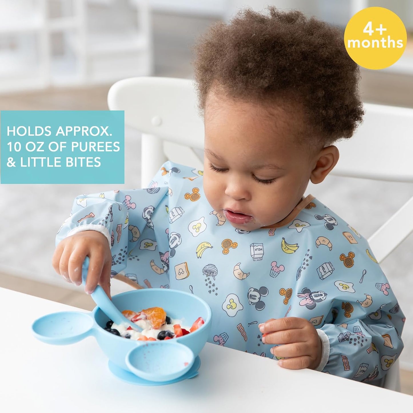 Bumkins Baby Bowl, Silicone Feeding Set with Suction for Baby and Toddler, Includes Spoon and Lid, First Feeding Set, Training Essentials for Baby Led Weaning for Babies 4 Months Up, Sage