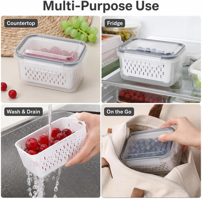 Fruit Storage Containers for Fridge (5x3.3x2.6 Inch)