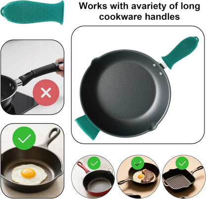 4 PCS Silicone Hot Handle Holder Cover - Heat Resistant Silicone Handle Covers for Cast Iron Skillets, Pans & Pots - Non-Slip Grip(Black)