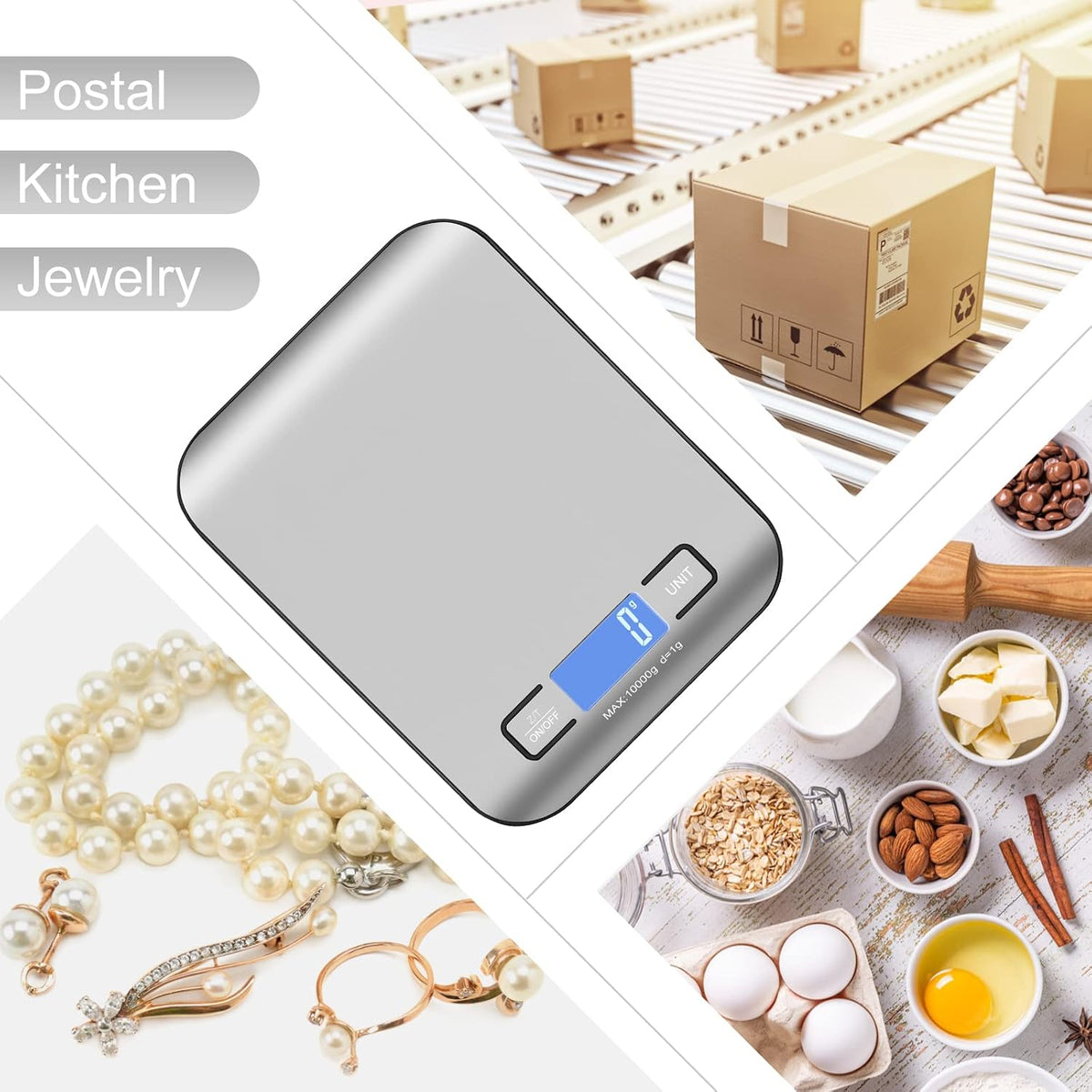 Digital Shipping Scale,Stainless Steel Panel, Accurate Portable Postal Scale for Packages, Small Business,Kitchen, Food, Handmade, Liquids, and Boutique (Rose Gold Battery(5kg/1g))