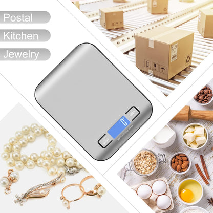 Digital Shipping Scale,Stainless Steel Panel, Accurate Portable Postal Scale for Packages, Small Business,Kitchen, Food, Handmade, Liquids, and Boutique (Rose Gold Battery(5kg/1g))