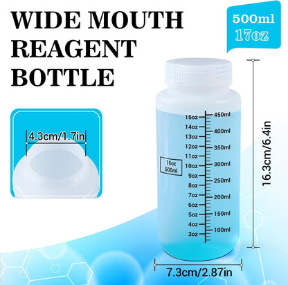 34oz/1000ml Wide Mouth Plastic Bottles with Airtight Lids, Graduated Food Grade Leak Proof PP Containers Jars for Water Sample Lab Reagent Liquid Medicine Storage (Transparent, 3 Pcs)