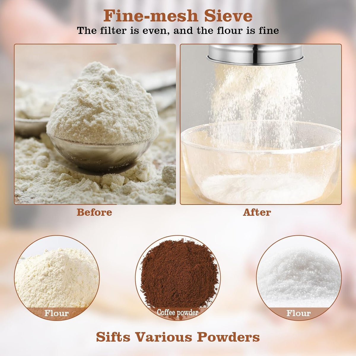 Electric Flour Sifter, 4 Cup Battery Operated Handheld Sifter for Baking