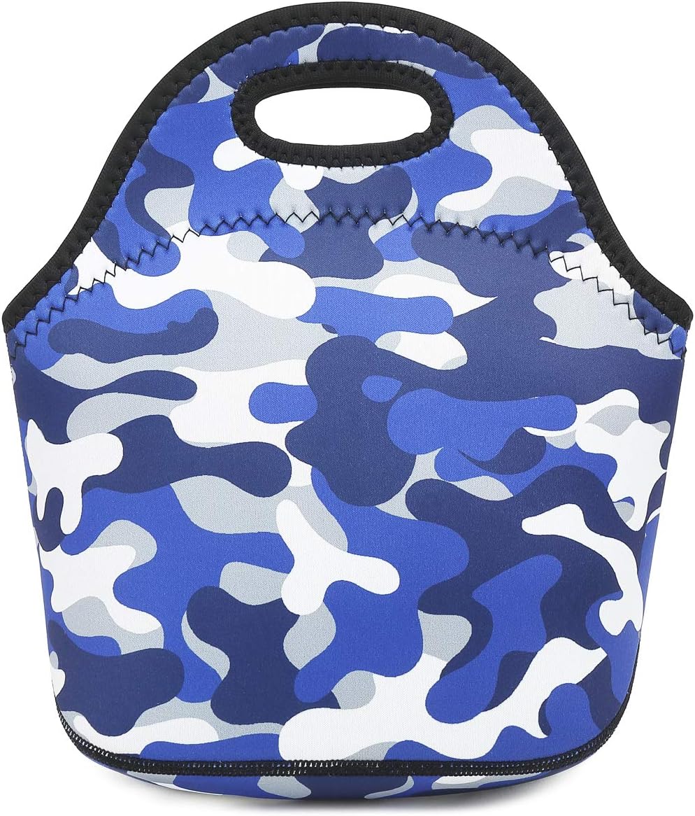 FlowFly Neoprene kids Lunch box Insulated Soft Bag Mini Cooler Thermal Meal Tote Kit for Boys, Girls,Men,Women,School,Work, Office,Black
