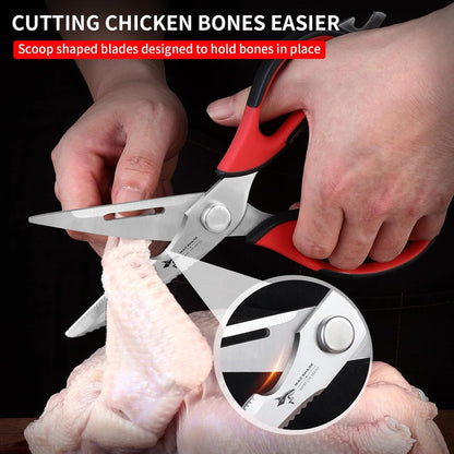 MAD SHARK Kitchen Scissors All Purpose Kitchen Shears Come Apart,Stainless Steel Utility Scissors with Comfort Grip,Heavy Duty Poultry Shears for Food,Chicken,Meat,Fish,Dishwash Safe(BLACK)