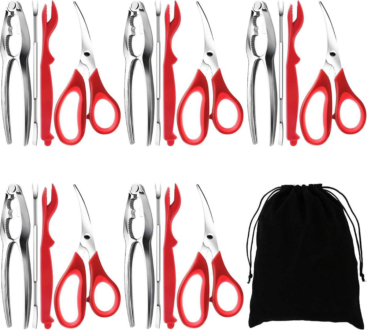 Seafood Crab Crackers and Tools, 21 Pcs Crab Leg Crackers Tools, Lobster Crackers and Picks Set, Crab Utensils Seafood Tools, Crab Forks Scissors Lobster Shellers, mobzio Nut Cracker Set for Crab Legs