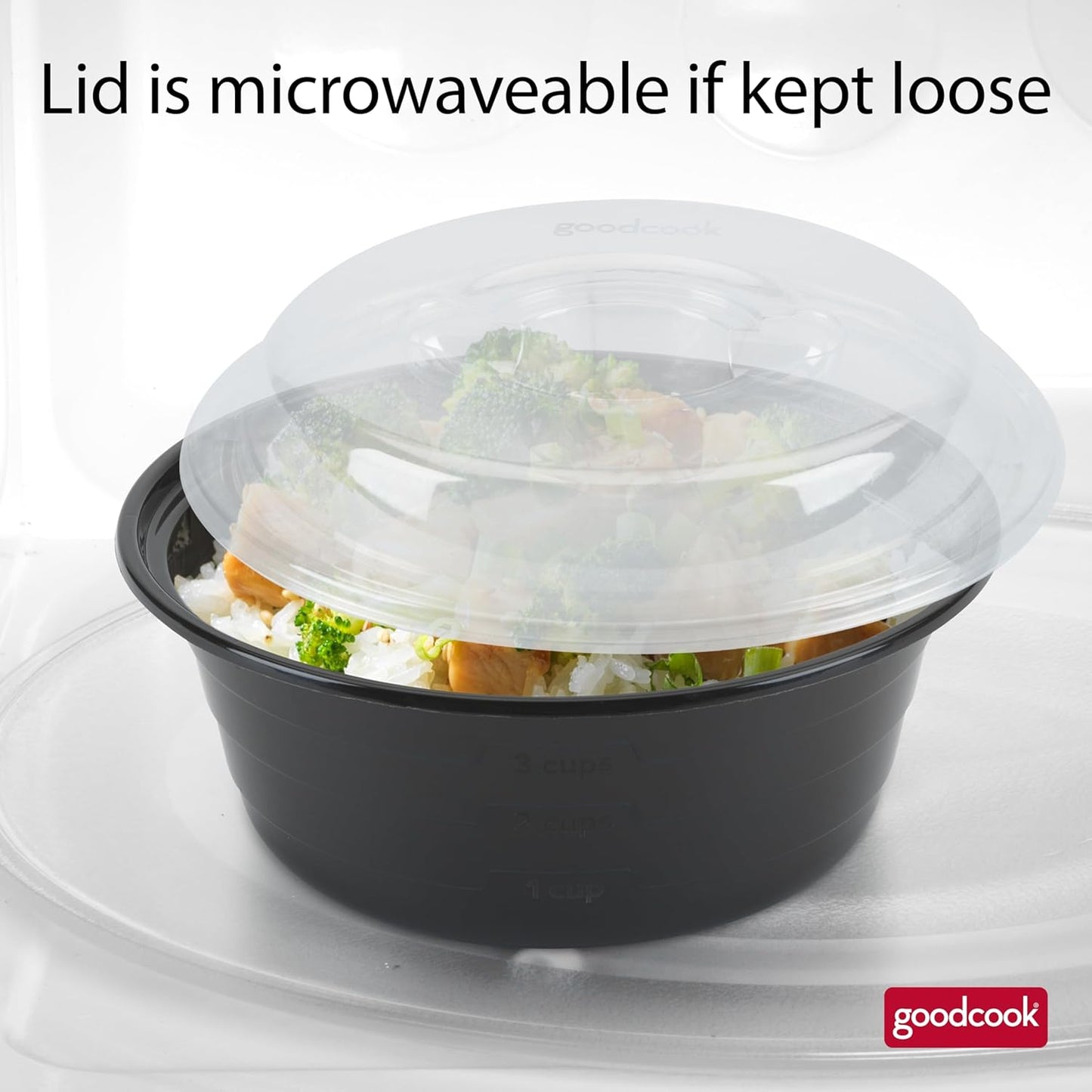 GoodCook Meal Prep Containers Set Microwave & Dishwasher-Safe Round Food Organizers with Labeled Compartments BPA-Free Food Storage Set with Snap Shut Lids Portion Control, 10-Pieces, Red