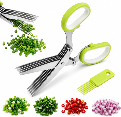 5-Layer Vegetable Shears, Multipurpose 5 Blade Scissors，Green