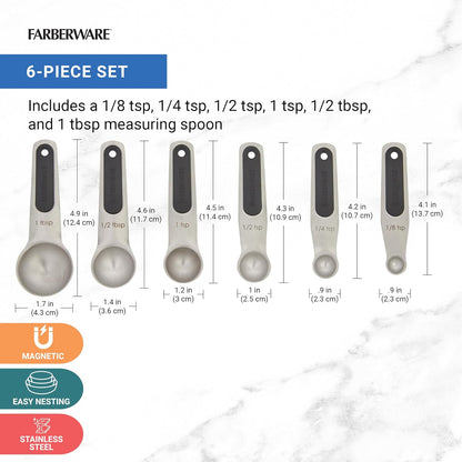 Farberware Professional Set of 5 Stainless Steel Measuring Cups, Precision and Ease in Every Scoop, Features Magnetic Handles for Easy Storage, Dishwasher Safe