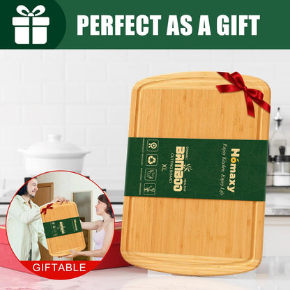 Homaxy Extra Large Bamboo Cutting Boards for Kitchen, 18x12.5" Wood XL Cutting Board with Juice Groove, Butcher Block Wooden Chopping Board for Kitchen, Meat, Cheese, Fruit & Vegetables - Pre Oiled