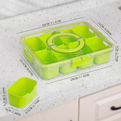 WACOI Divided Snack Serving Tray with Lid and Handle travel Snackle Box Charcuterie Container Portable Storage Organizer for Candy, Fruits, Nuts, Snacks 1Pack White