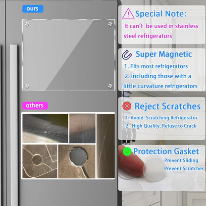 JonXon 8"X12" Acrylic Magnetic Menu Board for Kitchen,Acrylic Weekly Calendar for Fridge,Clear Meal Planner for Refrigerator,Magnet Fridge Menu Planner with 6 Magnetic Erasable Markers