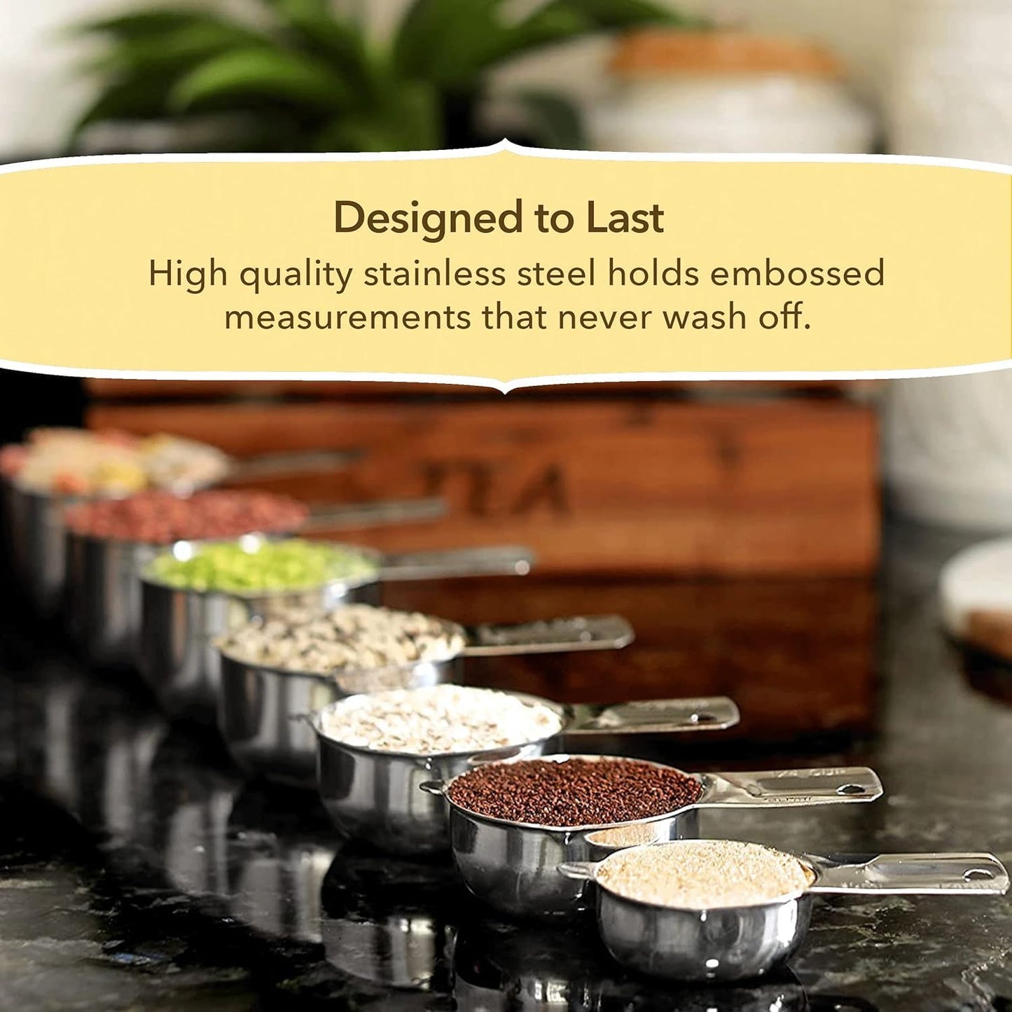 Simply Gourmet Measuring Cups & Spoons Set of 12, 18/08 Stainless Steel Kitchen Gadgets, Stackable Design with Long Handle Spoons, Fits in Spice Jars, Cooking & Baking Set for Dry & Liquid