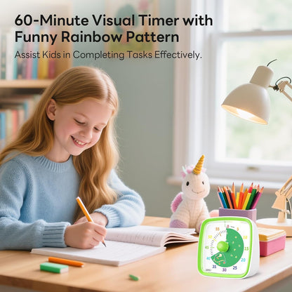 Yunbaoit Visual Timer with Night Light, 60 Minute Countdown, Light Blue