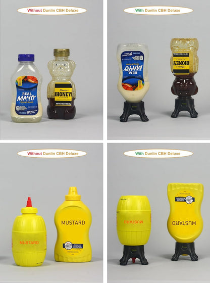 Dunlin - Condiment Bottle Holder (CBH) Deluxe - 1 Small (CBH 500) and 1 Large (CBH 1000), Matte Black - Upside Down Bottle Emptying Holders