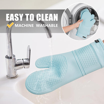 RORECAY Silicone Oven Mitts and Pot Holders Sets, Gloves for Kitchen, Beige