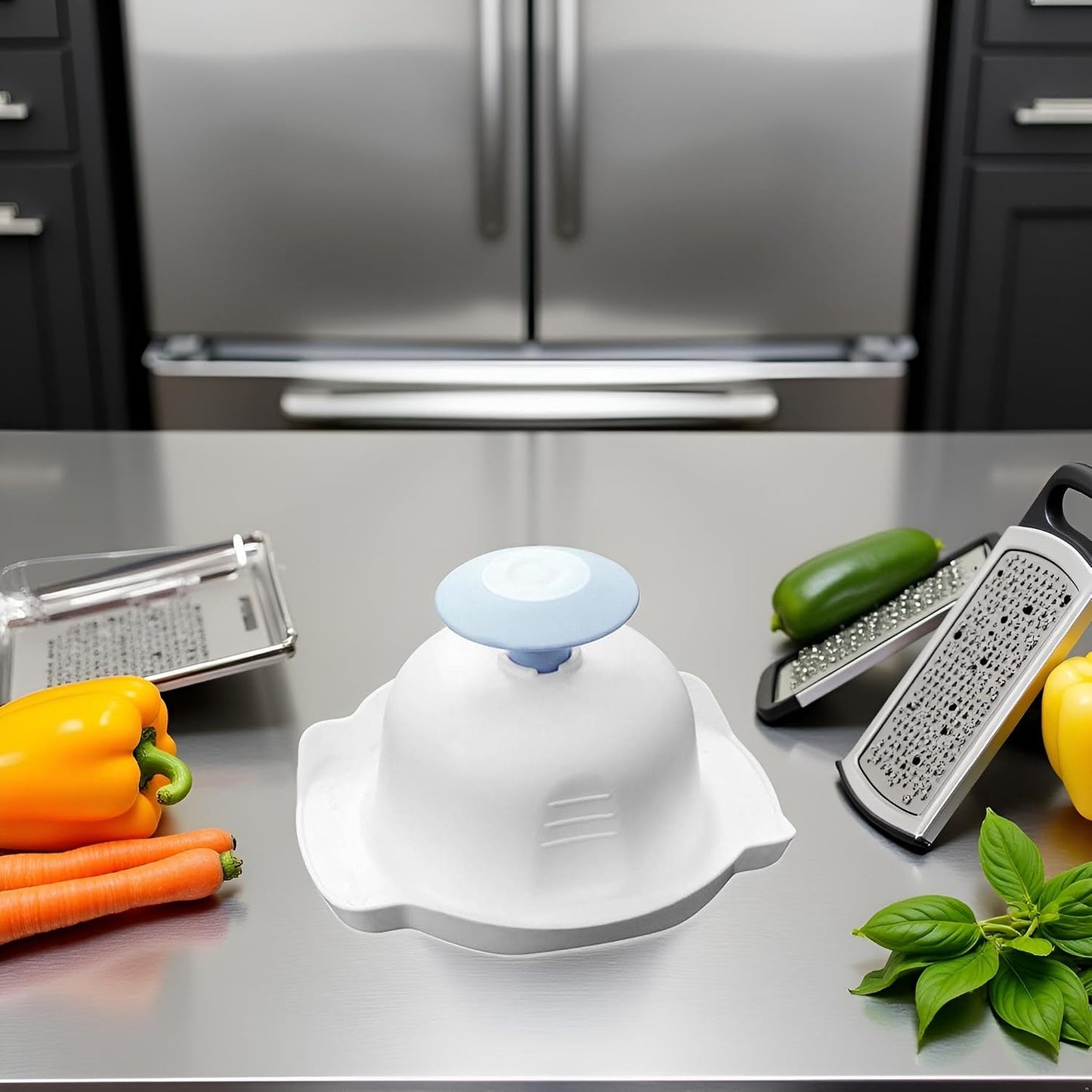 Blue Food Safety Holder for Mandolin Slicer,Finger Anti-Cut Protectors for Vegetable Grater, Peelers and Slicers, Food Slicer Cutter Finger Guard for Mandoline Slicer, Grating and Slicing Tools
