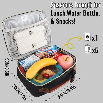 Genteen Lunch Box for Kids, Boys - Insulated Small LunchBox Reusable, Zip Closure & Buckle Handle, Portable Cooler for Work, School, Travel (Lake Green)