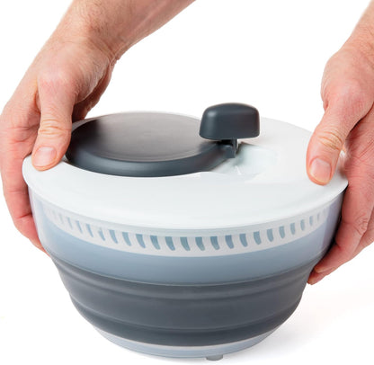 PrepWorks 4 Qt Collapsible Salad Spinner – Space-Saving, BPA-Free, Easy-to-Use for Quick Salad Washing & Drying, Dishwasher Safe